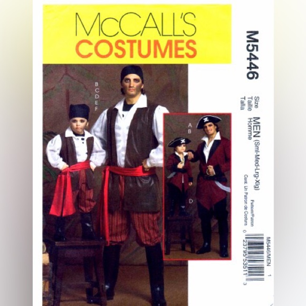 🪡 McCall’s Men’s Pirate Costume Sewing Pattern 5446